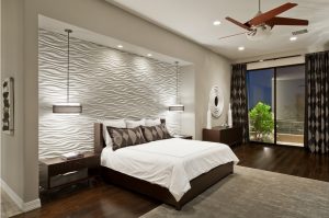 Papel Pintado con textura de porcelana en dormitorio principal