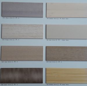 Muestrario lamas de madera para venecianas en colores neutros