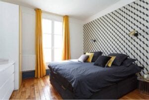 Papel pintado 3d en cabecero dormitorio